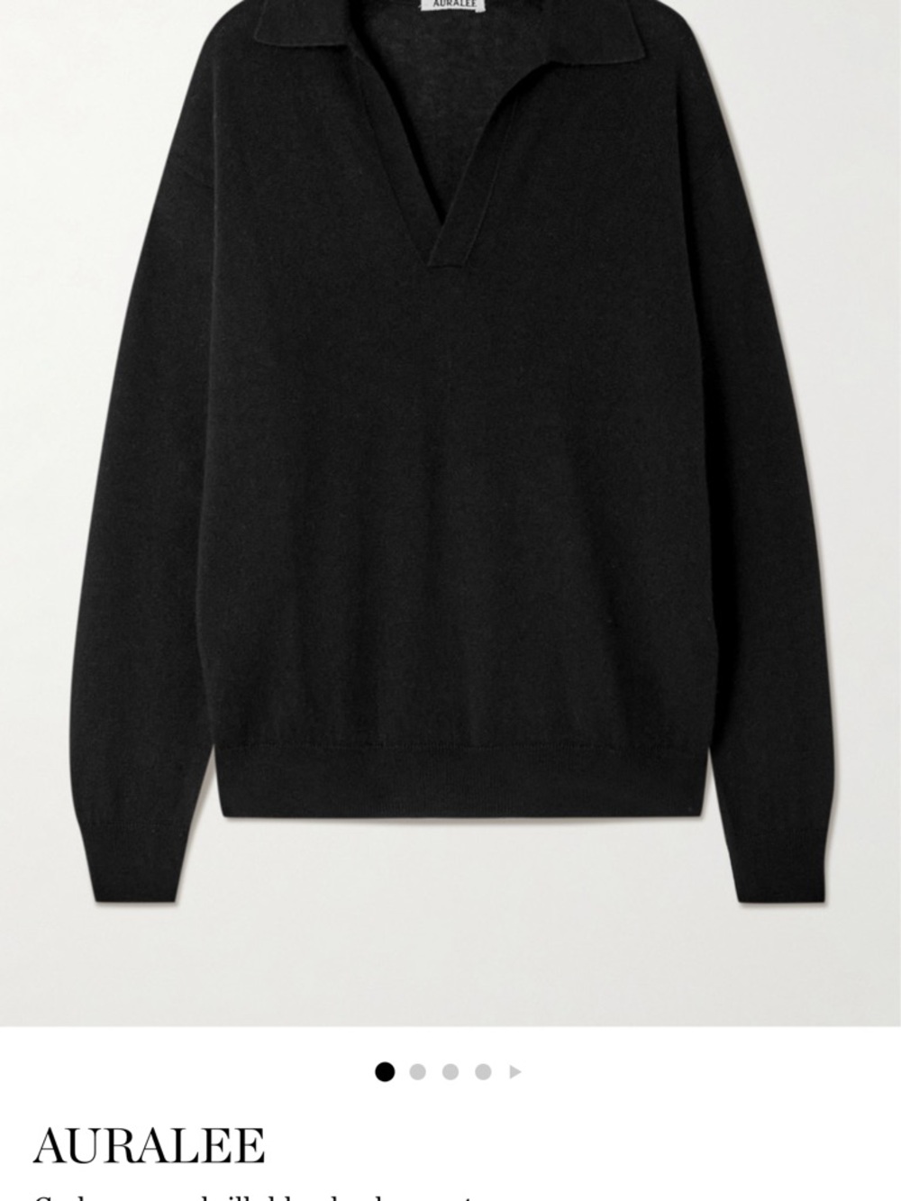 Auralee Black V-Neck Polo-Style Sweater